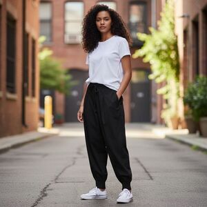 AllSaints Black Pleated Tapered Jogger Pants Size US 2 EU 34